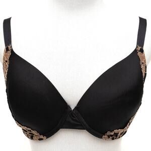 Wacoal Black Lace Opulence Contour Bra 853112 Size 32DD
